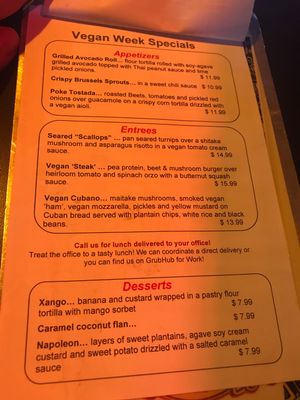 Vegan week specials xoxoxo wish they would stay forever! at Little Havana in Baltimore