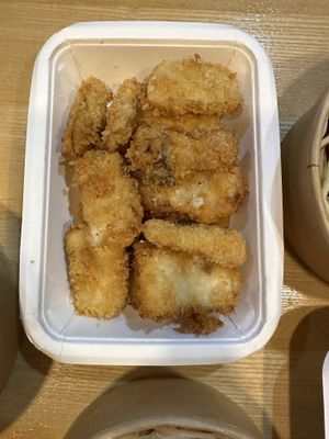 Fried mushroom. Crispy, no particular taste just nugget/fry-oil.   at KHUN VEGAN in Khon Kaen