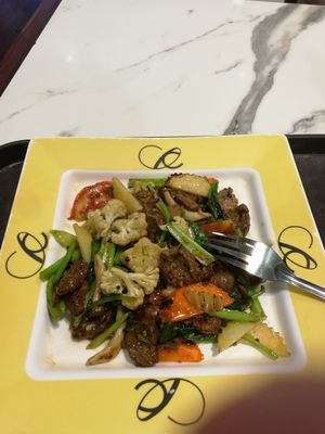 Stir-fried vegetables and "beef" at Talalask - Central World Mall in Bangkok
