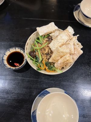 Pho pillows with stir fried vegetables   at Hanoi Vegan Food Tours in Hanoi