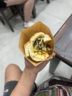 Banh Mi with mushroom - at 14 Ly thai to  at Hanoi Vegan Food Tours in Hanoi