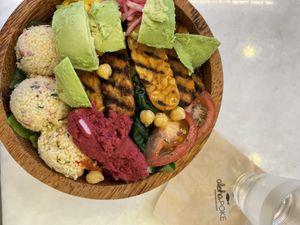 Delicious salad with ponzu dressing   at Aloha Poke in Seoul