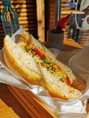 Hummus and avocado sandwich at Rainbow Factory 2 in Sofia