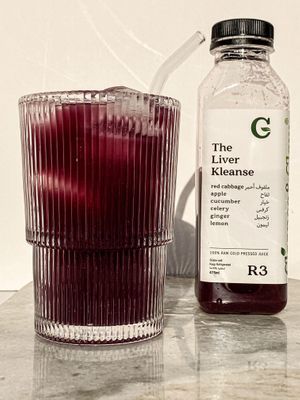 Liver Kleanse juice + red cabbage  at Cleanse & Glow in Riyadh