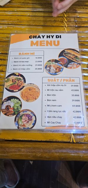 Menu at Chay Nirvana in Hanoi