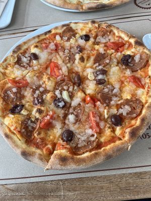 Sucuk Pizza   at Olive's Pizzeria in Istanbul