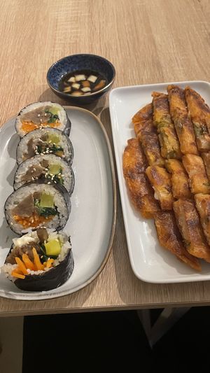 Kimbap and kimchijeon   at MukBap in London