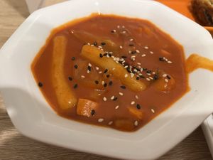 Spicy rice cakes  at MukBap in London