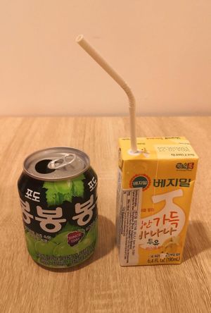 Bong bong grape juice and banana milk  at MukBap in London