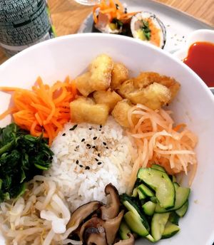 Tofu bibimbap at MukBap in London