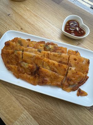 Kimchi pancakees  at MukBap in London