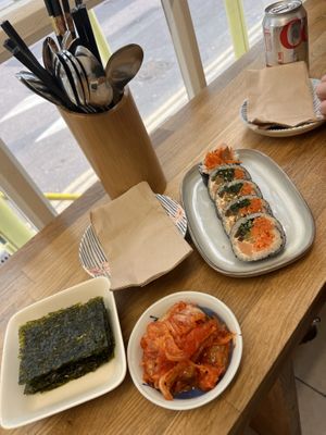 Nori, kimchi & fat roll  at MukBap in London