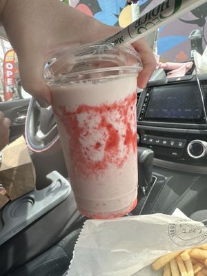 Strawberry milkshake   at Lucky Goose  in Albuquerque