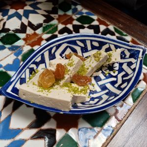 Halva for dessert made from pistacio and sesame seeds at Salon de Te in Cordoba