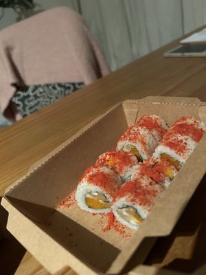 Vegan baked pumpkin and walnut roll   at Hari Sushi in Amsterdam