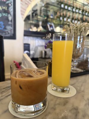Cold Brew w/ almond milk and orange juice  at Época in Cartagena