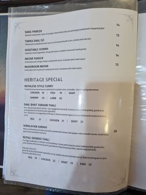 Menu at Himalayan Heritage Restaurant & Bar VA in Fredericksburg