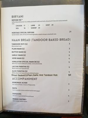 Menu at Himalayan Heritage Restaurant & Bar VA in Fredericksburg