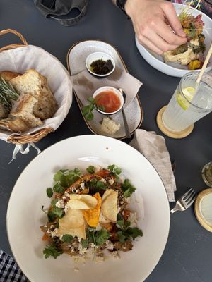 Bread Basket, Roasted Carrots, Vegan Pita  at Hondo Cafe in Gran Canaria