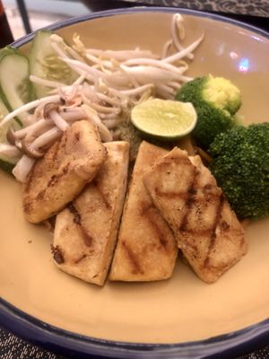 Sticky lemongrass noodles with pan grilled smoked tofu  at Noodles Now in Koh Samui