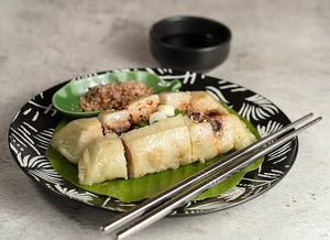 Khao Tom - Savoury Sticky Rice in Banana Leaf at Noodles Now in Koh Samui