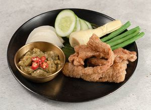 Nam Prik Noom with wild pepper crisps at Noodles Now in Koh Samui