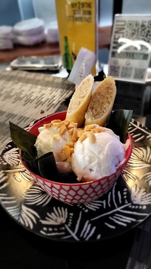 Coconut ice cream at Noodles Now in Koh Samui