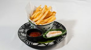 French Fries with Sweet Chilli Tomato Sauce and Toasted Sesame Mayo at Noodles Now in Koh Samui