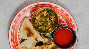 Thai Basil Quesadilla with Wing Bean Salad at Noodles Now in Koh Samui