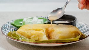 Durian Sticky Rice with Lime Bites and Coconut Caramel Sauce at Noodles Now in Koh Samui