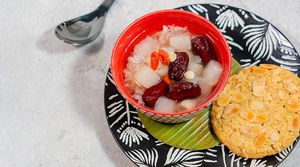Red Date Sweet Soup with Chinese style Almond Cookie at Noodles Now in Koh Samui