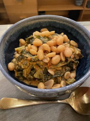 Peanut creamed greens (very rich and came out last -get pickles with it or something!)  at Kann in Portland