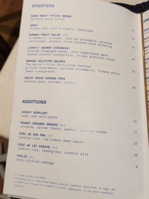 Starters Menu (september 2025) at Kann in Portland