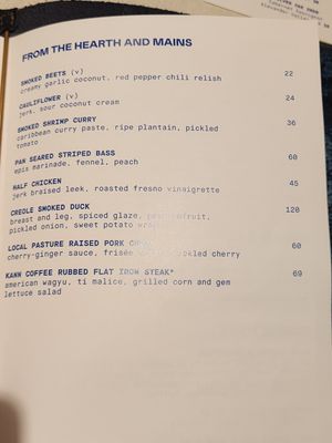 Mains menu (september 2025) at Kann in Portland