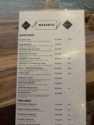 Menu  at A++ in Mirissa