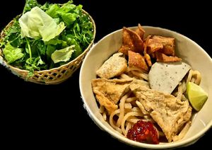 Vegan Cao Lau (Special noodle in Hoi An) - 30.000vnd at Quán Chay Tinh Tam - Vegan Restaurant Hoi An in Hoi An