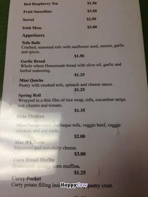 Menu page 1. at Living Well Vegetarian Restaurant in Huntingdon