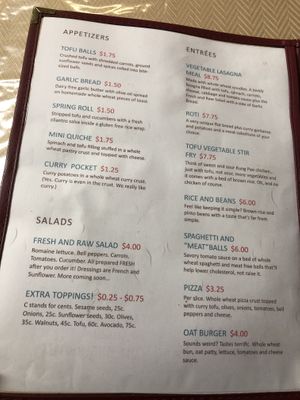 Menu at Living Well Vegetarian Restaurant in Huntingdon