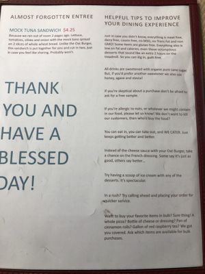 Menu at Living Well Vegetarian Restaurant in Huntingdon