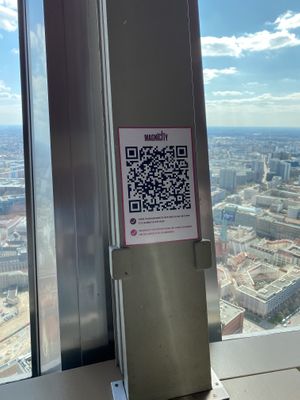 QR code to access an augmented reality map of Berlin  at Sphere Restaurant in Berlin