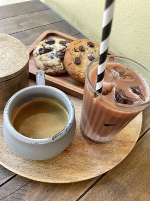 Vegan cold chocolate and cookies   at Hana Corner Cafe in Tirana