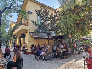 Outside at Hana Corner Cafe in Tirana