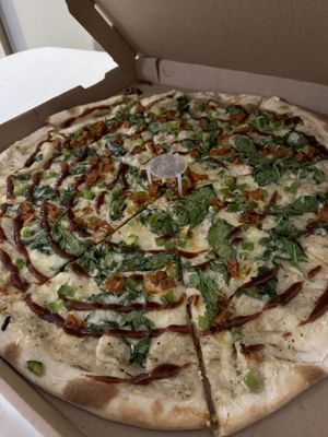 Tofugazi pizza with bbq seitan   at Marquis Pizza in Denver