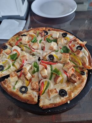 Vegan pizza at The Tattoo Cafe and Lounge in Jaipur