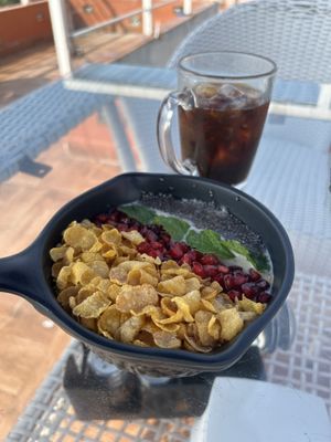 Smoothie bowl and iced americano  at The Tattoo Cafe and Lounge in Jaipur