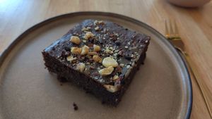 Chocolate brownie at Onda  in Luxembourg City