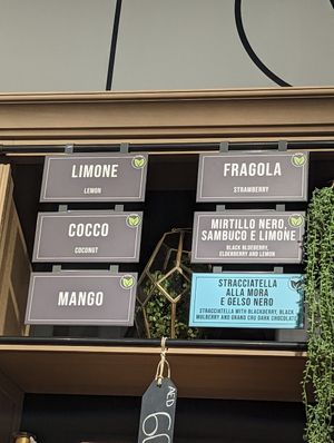 Vegan items labelled at Gelateria La Romana in Dubai