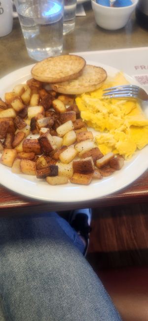 Just egg, bkfst potatoes and english muffin at Turning Point in Blue Bell
