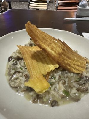 Risotto with delicious chips #Veganuary at Cuco Bistrô in Salvador