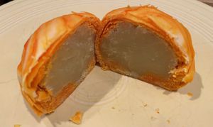 Inside of vegan mung bean soft cake   at Đông Hưng Viên Bakery in Westminster